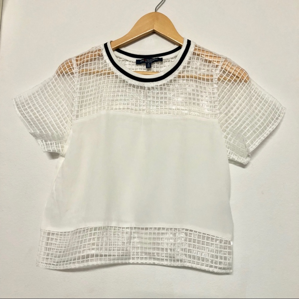 One Clothing White Grid Top